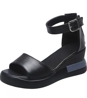 2022 Scarpe estive Donna Zeppe Sandali con tacco Sandali casual da giovane donna Punta aperta Scarpe bianche nere Tacco a zeppa