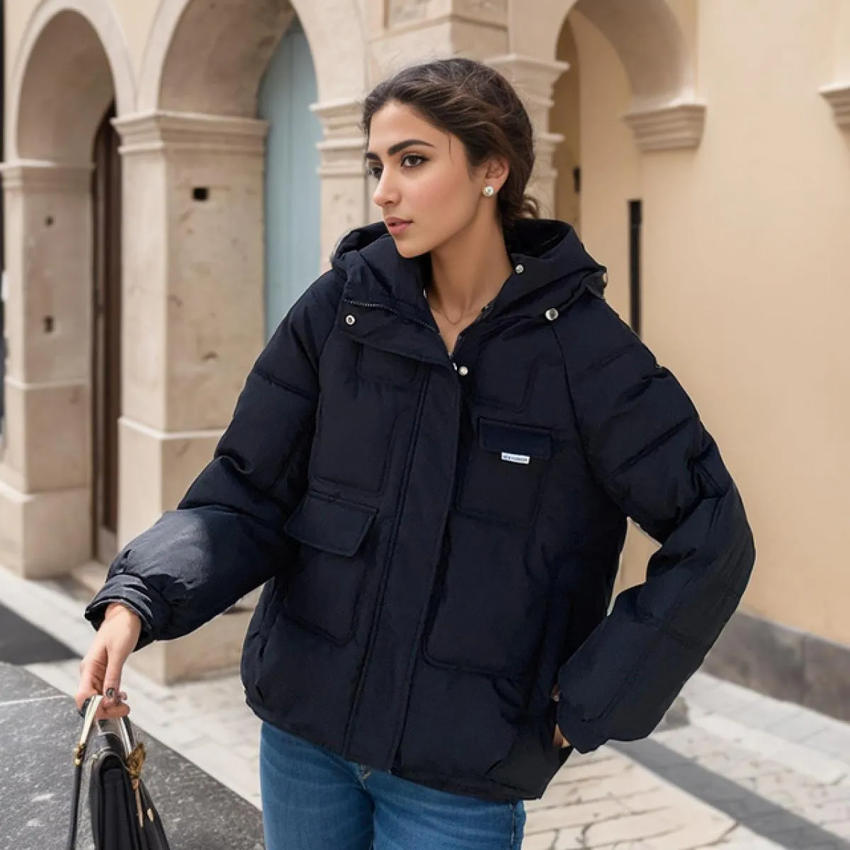 2023 Parka invernale Giacca da donna Cappotto di base con cappuccio Addensare Nuova giacca femminile Parka imbottito in cotone c