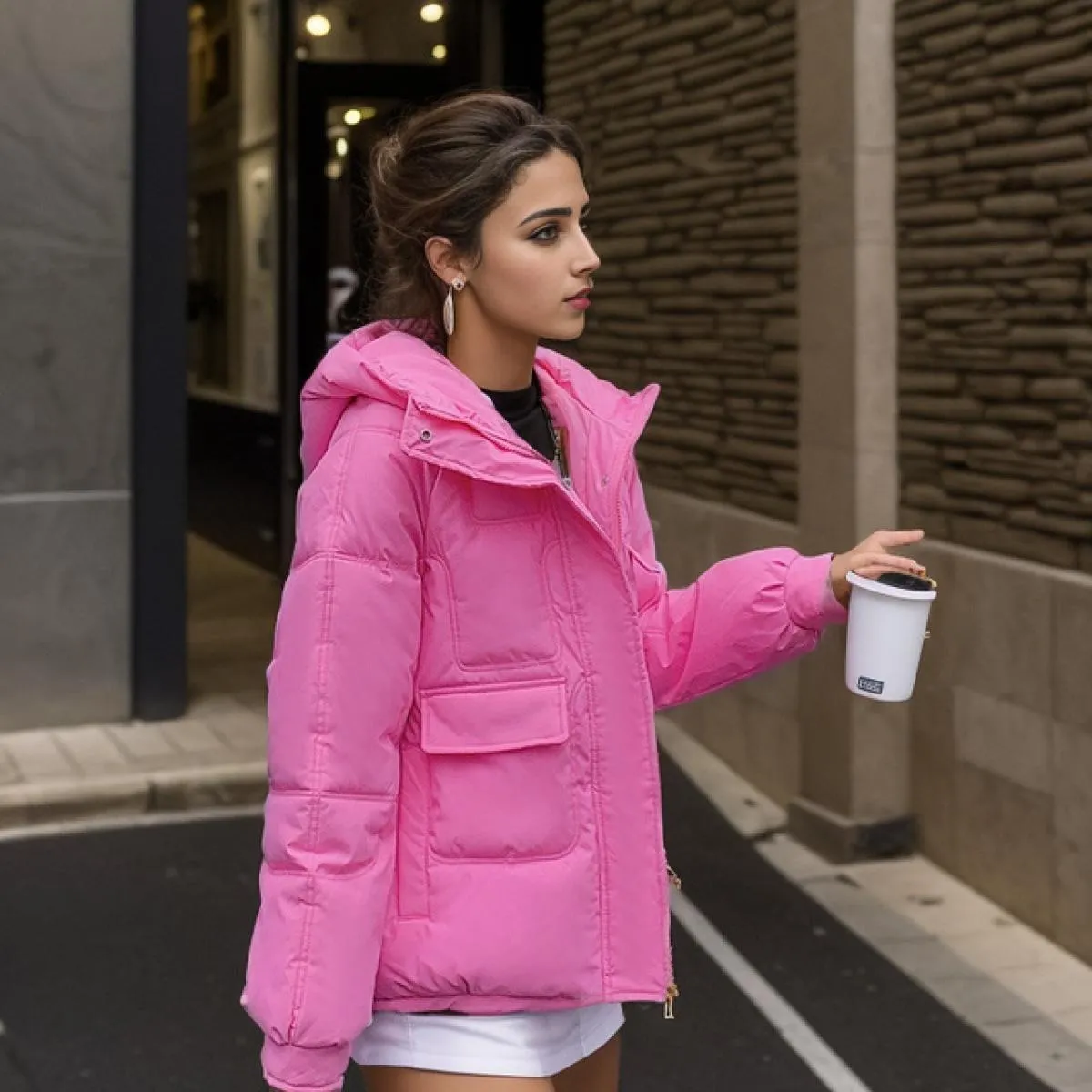 2023 Parka invernale Giacca da donna Cappotto di base con cappuccio Addensare Nuova giacca femminile Parka imbottito in cotone c