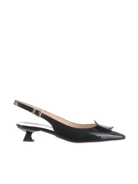 Ballerina slingback in vernice con decorazione