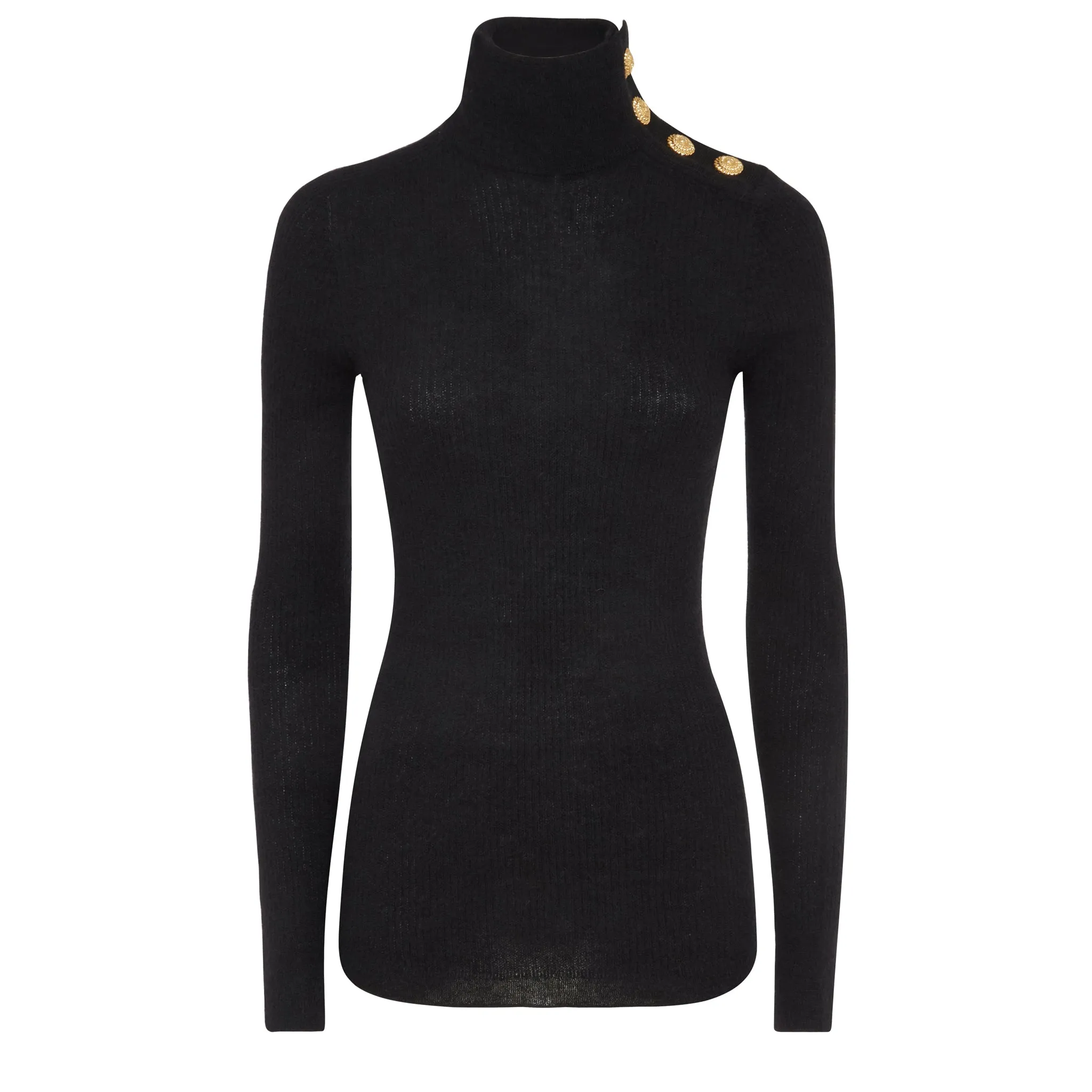 BALMAIN  Maglia dolcevita in lana nera