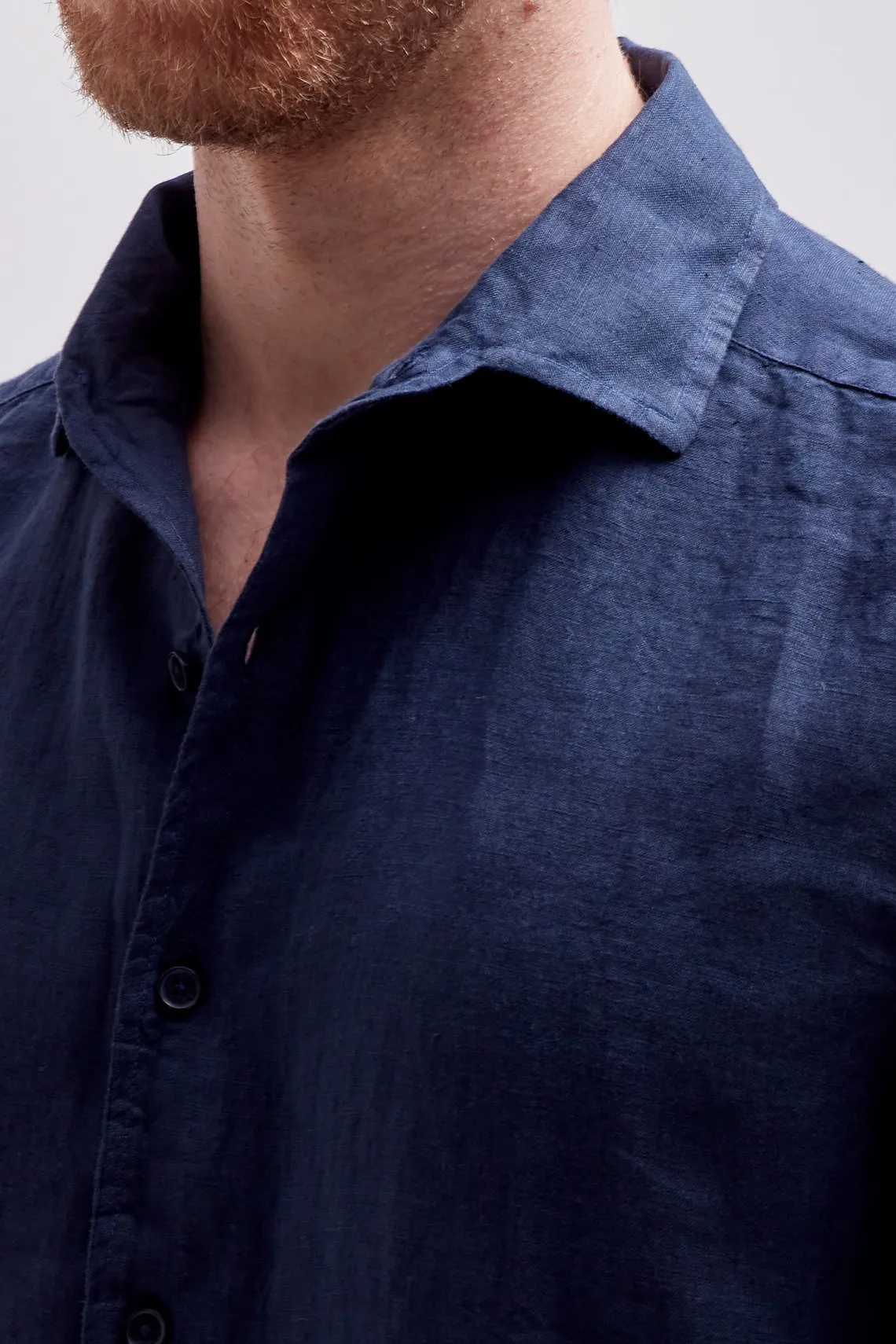 CAMICIA COLLO PARAMONTURA  LINO BLU