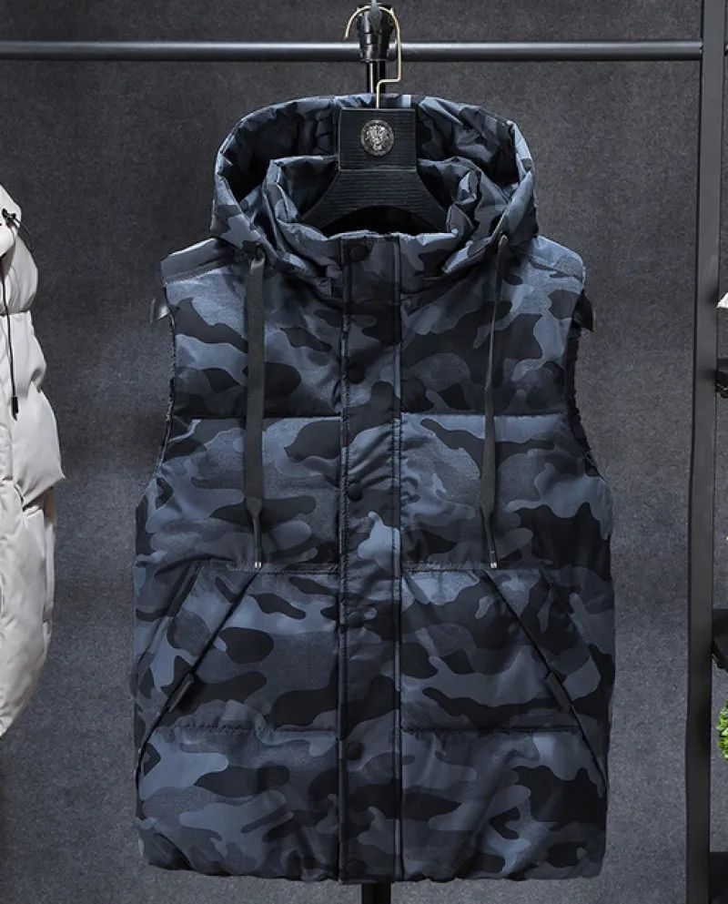 Inverno Uomo Plus Size 7xl 8xl Parka Gilet Gilet Giacche Camouflage Giacche senza maniche Parka caldo Giacca Gilet Uomo