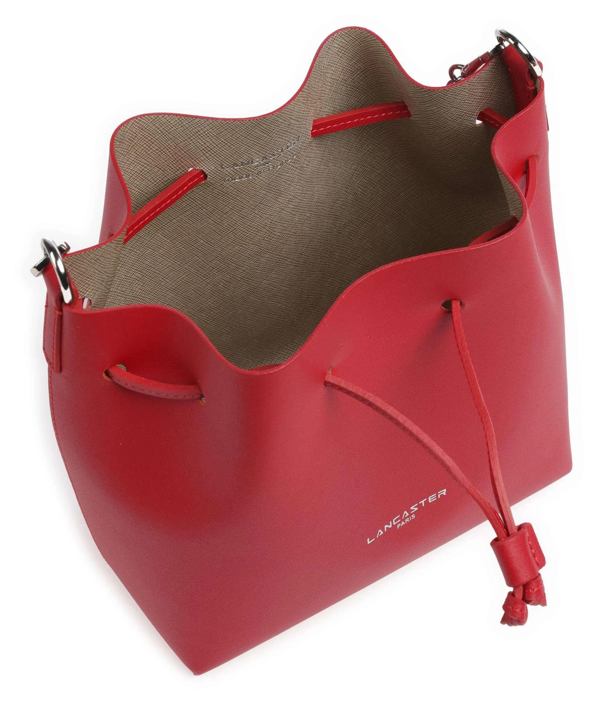  Lancaster Pur & Element City Borsa a secchiello pelle di vacchetta liscia rosso  