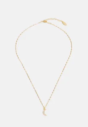PAVE MOON CHARM NECKLACE - Collana
