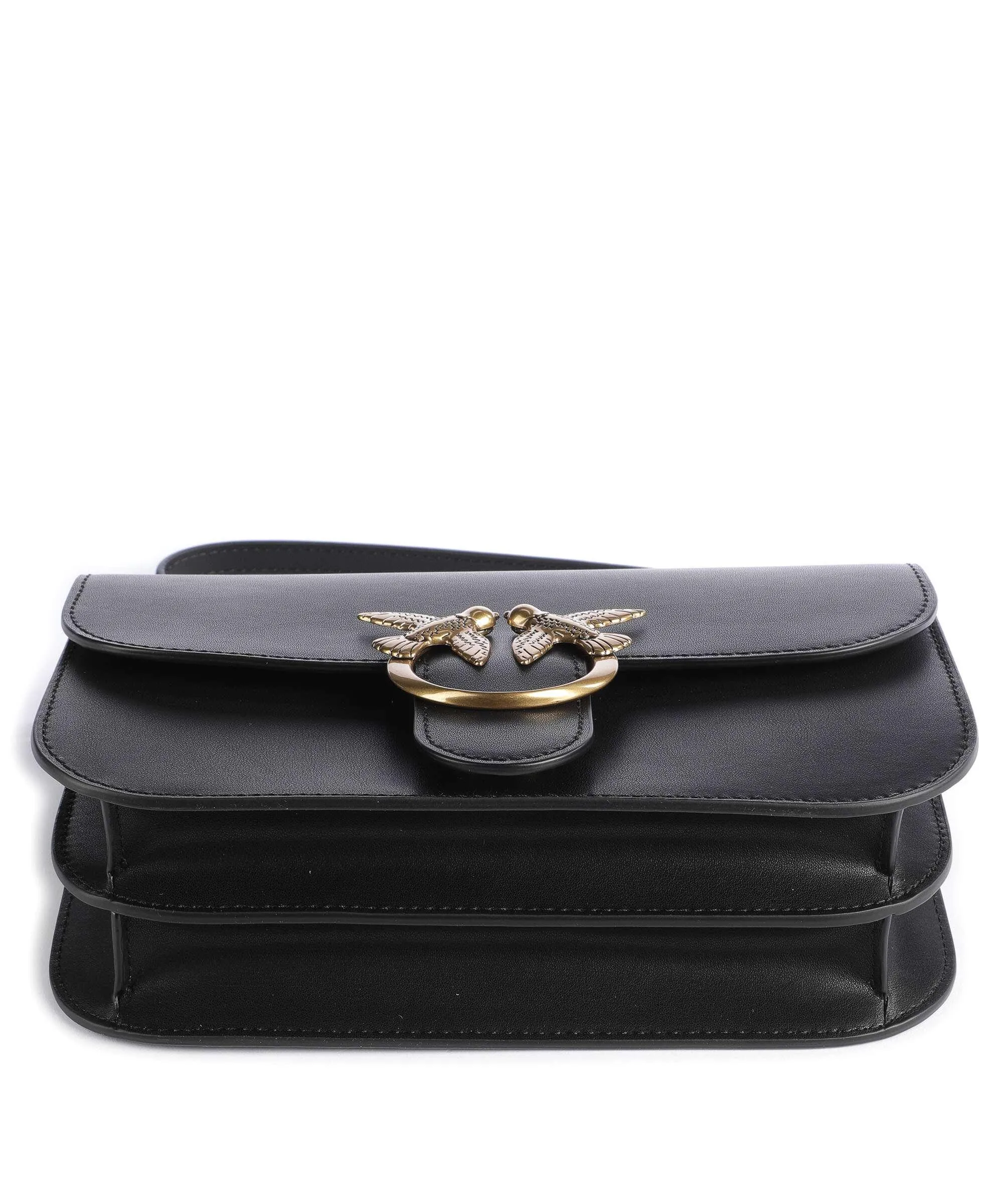  Pinko Love Bell Classic Borsa a tracolla pelle a grana fine nero  