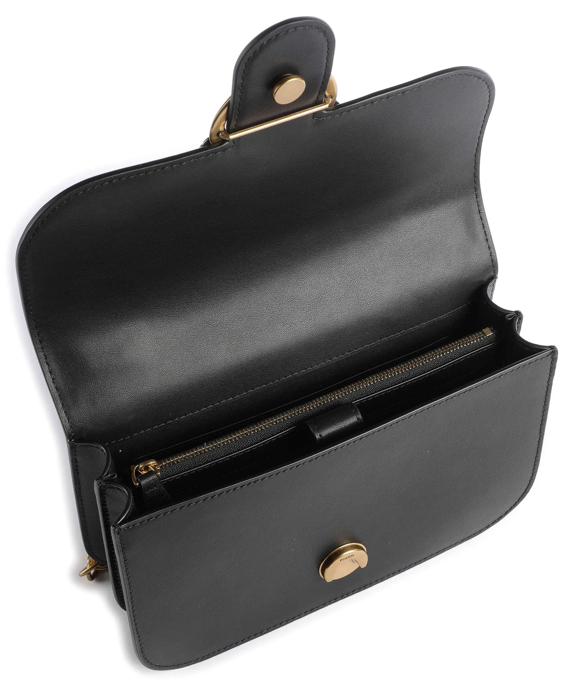  Pinko Love Bell Classic Borsa a tracolla pelle a grana fine nero  