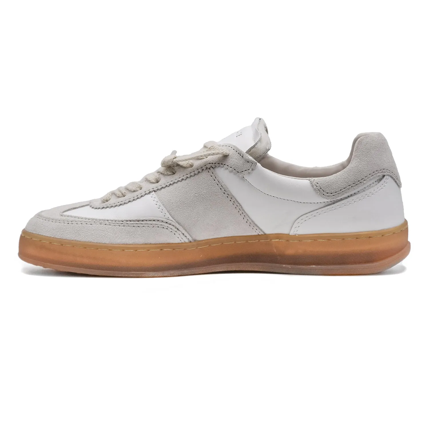 Sneakers Uomo D.A.T.E. Sporty Bianco Dalla Suola Miele Cucita