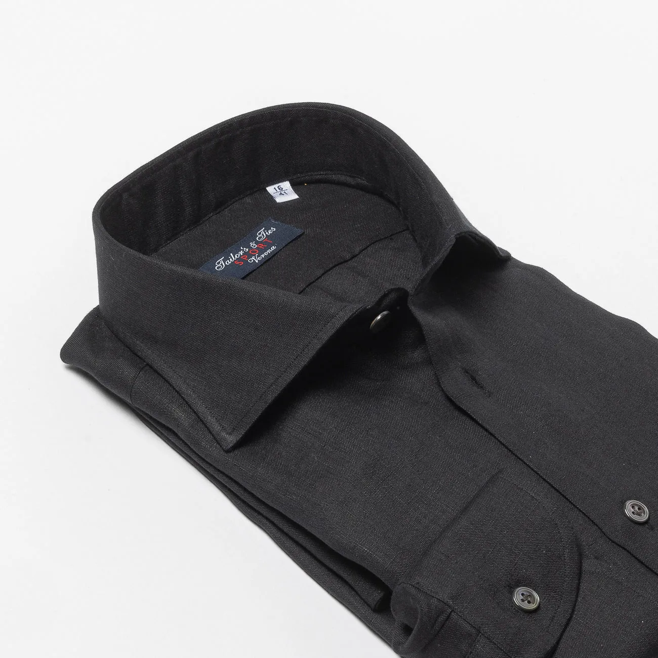 Tailor's & Ties Camicia classica Tailor's & Ties in lino nero